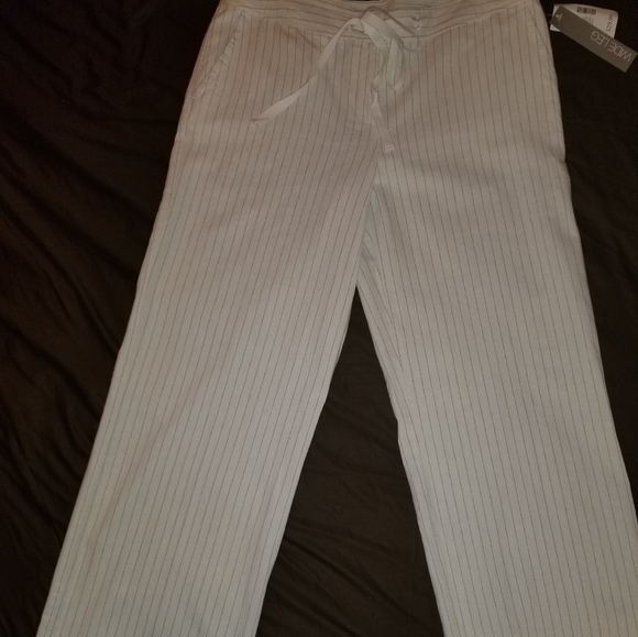 Pinstripe Linen Blend Pants - Picture 2 of 4